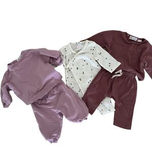 Zara Kids Pajama Set in Mauve and Cream